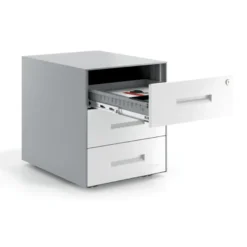 Cassettiera da ufficio Block, 3 cassetti, struttura in alluminio, frontali in metallo