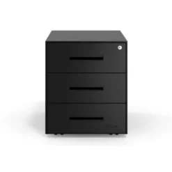 Cassettiera ufficio Block, 3 cassetti, struttura nera, frontali in metallo