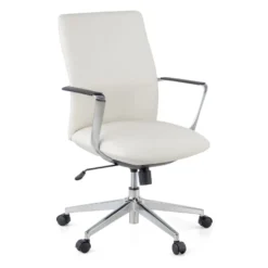 Poltrona da Ufficio Belfast con schienale basso, braccioli alluminio, ecopelle