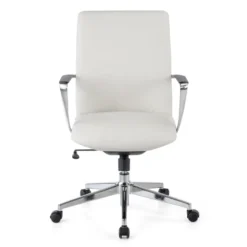 Poltrona da Ufficio Belfast con schienale basso, braccioli alluminio, ecopelle