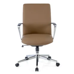 Poltrona da Ufficio Belfast con schienale basso, braccioli alluminio, ecopelle