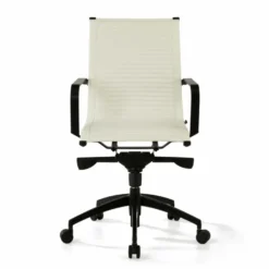 Poltrona da ufficio design Brenton, schienale basso, struttura nera, ecopelle