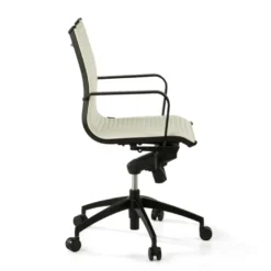 Poltrona da ufficio design Brenton, schienale basso, struttura nera, ecopelle