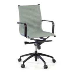 Poltrona da ufficio design Brenton, schienale basso, struttura nera, ecopelle