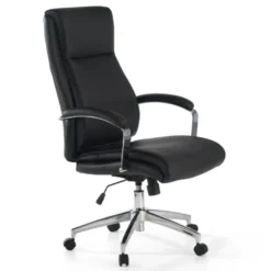Poltrona Ufficio Counter, resistente fino a 150 kg, acciaio e pelle
