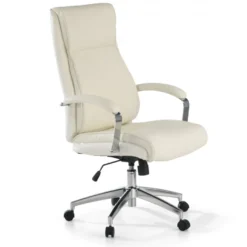 Poltrona Ufficio Counter, resistente fino a 150 kg, acciaio e pelle