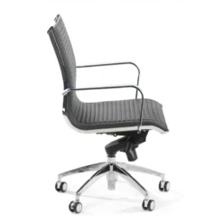 Poltrona ufficio design Brenton, telaio in acciaio, schienale basso