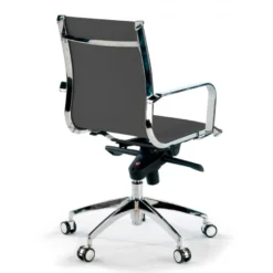 Poltrona ufficio design Brenton, telaio in acciaio, schienale basso