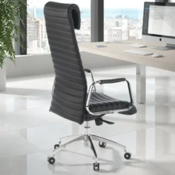Poltrona ufficio design Tower, poggiatesta, similpelle