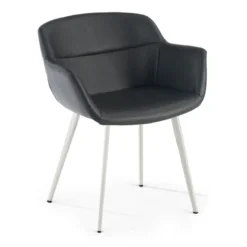 Poltroncina ufficio Ores, Gambe nere, Confortevole, Pelle