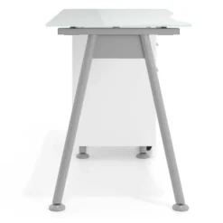 Scrivania con cassetti Strong, superficie in vetro