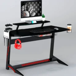 Scrivania Gaming XPlayer, due livelli, fibra di carbonio
