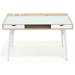 Scrivania Nimbus in vetro con cassetti, design moderno