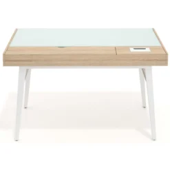 Scrivania Nimbus in vetro con cassetti, design moderno