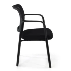 Sedia Conferenza Hermes con braccioli, base a 4 gambe, seduta ampia, schienale in rete
