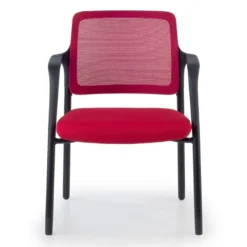 Sedia Conferenza Hermes con braccioli, base a 4 gambe, seduta ampia, schienale in rete