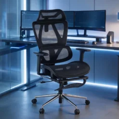 Sedia da scrivania ergonomica Sion con poggiapiedi estraibile