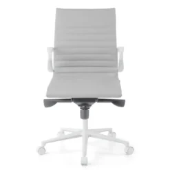 Sedia da ufficio Design Cagliari, struttura bianca, schienale basso, ecopelle