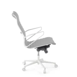 Sedia da ufficio design Cagliari, struttura bianca, schienale alto, ecopelle