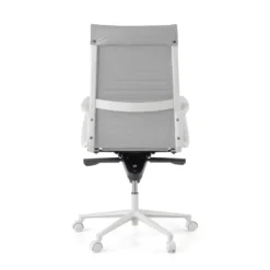 Sedia da ufficio design Cagliari, struttura bianca, schienale alto, ecopelle