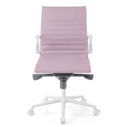 Sedia da ufficio Design Cagliari, struttura bianca, schienale basso, ecopelle