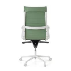 Sedia da ufficio design Cagliari, struttura bianca, schienale alto, ecopelle