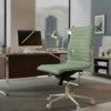Sedia da ufficio Design Cagliari, struttura bianca, schienale basso, ecopelle
