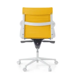 Sedia da ufficio Design Cagliari, struttura bianca, schienale basso, ecopelle
