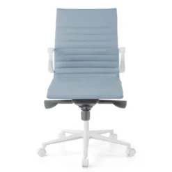 Sedia da ufficio Design Cagliari, struttura bianca, schienale basso, ecopelle