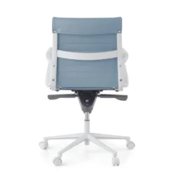 Sedia da ufficio Design Cagliari, struttura bianca, schienale basso, ecopelle