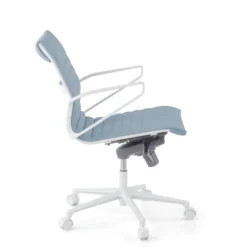 Sedia da ufficio Design Cagliari, struttura bianca, schienale basso, ecopelle