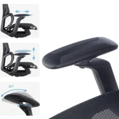 Sedia da Ufficio Ergonomica AeroFit, Alte Prestazioni, Struttura Nera