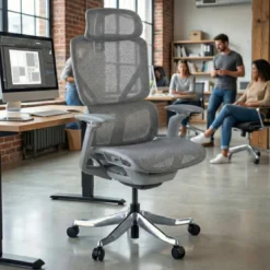 Sedia da Ufficio Ergonomica AeroFit, Alte Prestazioni, Struttura Bianca