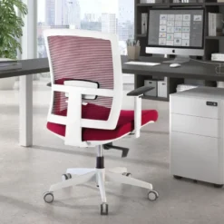 Sedia da ufficio ergonomica Akira white, meccanismo syncro