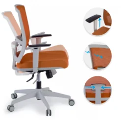 Sedia da ufficio ergonomica Akira white, meccanismo syncro