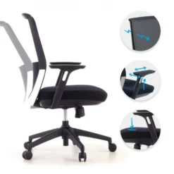 Sedia da ufficio professionale Five, rossa, cuscino lombare, completamente regolabile