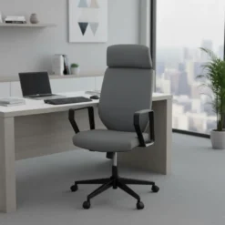 Sedia da ufficio Saranto, schienale alto, rivestimento similpelle
