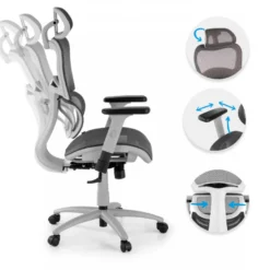 Sedia Ergonomica Ergocity white cuscino lombare, braccioli 3D