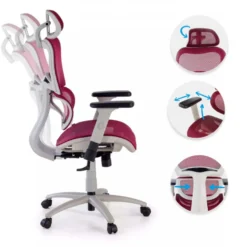 Sedia Ergonomica Ergocity white cuscino lombare, braccioli 3D
