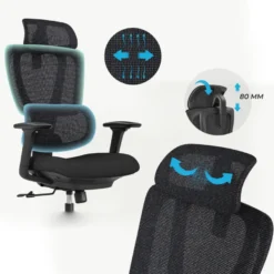 Sedia ergonomica Essenza, braccioli 3D, supporto lombare regolabile