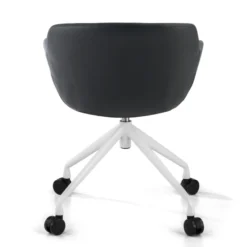Sedia Girevole Ores, con ruote, Design Moderno, Pelle