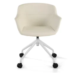 Sedia Girevole Ores, con ruote, Design Moderno, Pelle