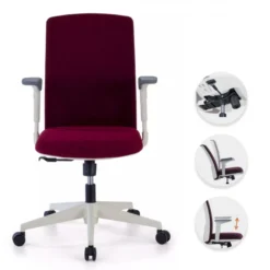 Sedia Girevole Sheryl white, braccioli regolabili, rivestita
