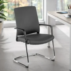 Sedia Ospiti Ufficio Bali, schienale ergonomico similpelle