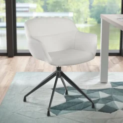 Sedia Riunione Ores, base piramidale, ottime finiture, ecopelle