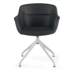 Sedia Riunione Ores, base piramidale, ottime finiture, ecopelle