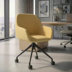 Sedia riunioni con ruote Greta, base in alluminio