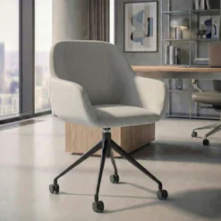Sedia riunioni con ruote Greta, base in alluminio