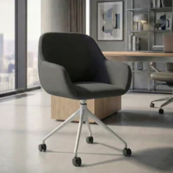 Sedia riunioni con ruote Greta, base in alluminio