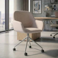 Sedia riunioni con ruote Greta, base in alluminio